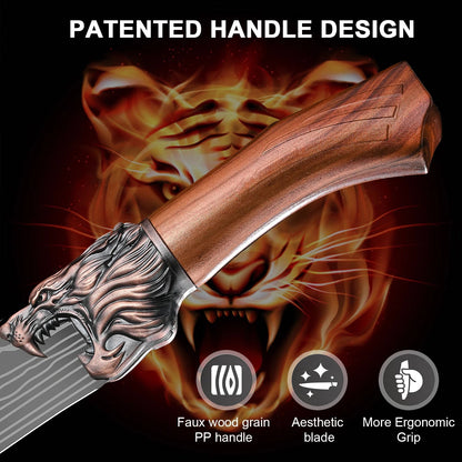 8 - Piece Set of Professional Hand - Forged Kitchen Chef Knives + Knife Holder Multi - Purpose Knife, Bone Removal KnifeKitchen ScissorsUltra - Sharp Bone ScissorsFish Knife and Butcher Knife Suitable for Cooking and Cutting - Blu Lotus Boutique