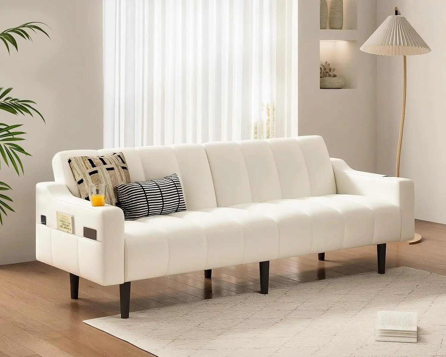 "80" Faux Leather Futon - Adjustable Backrest Sleeper, Convertible Loveseat for Living Room/Apartment" - Blu Lotus Boutique