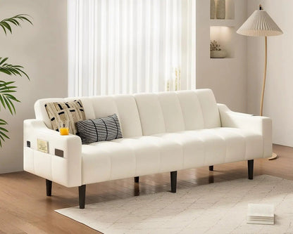 "80" Faux Leather Futon - Adjustable Backrest Sleeper, Convertible Loveseat for Living Room/Apartment" - Blu Lotus Boutique