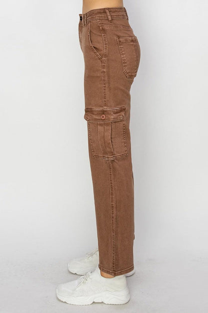 Risen Full Size High Rise Cargo Jeans - Blu Lotus Boutique