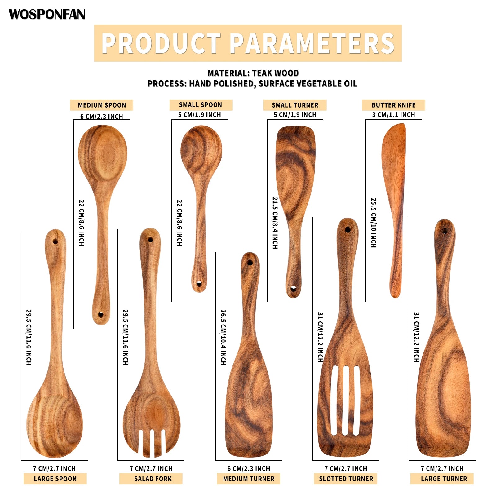 9 PCS Kitchen Utensils Set, Wooden Spoons for Cooking, Wooden Utensils for Cooking - Handmade Wooden Spoon Set - Blu Lotus Boutique