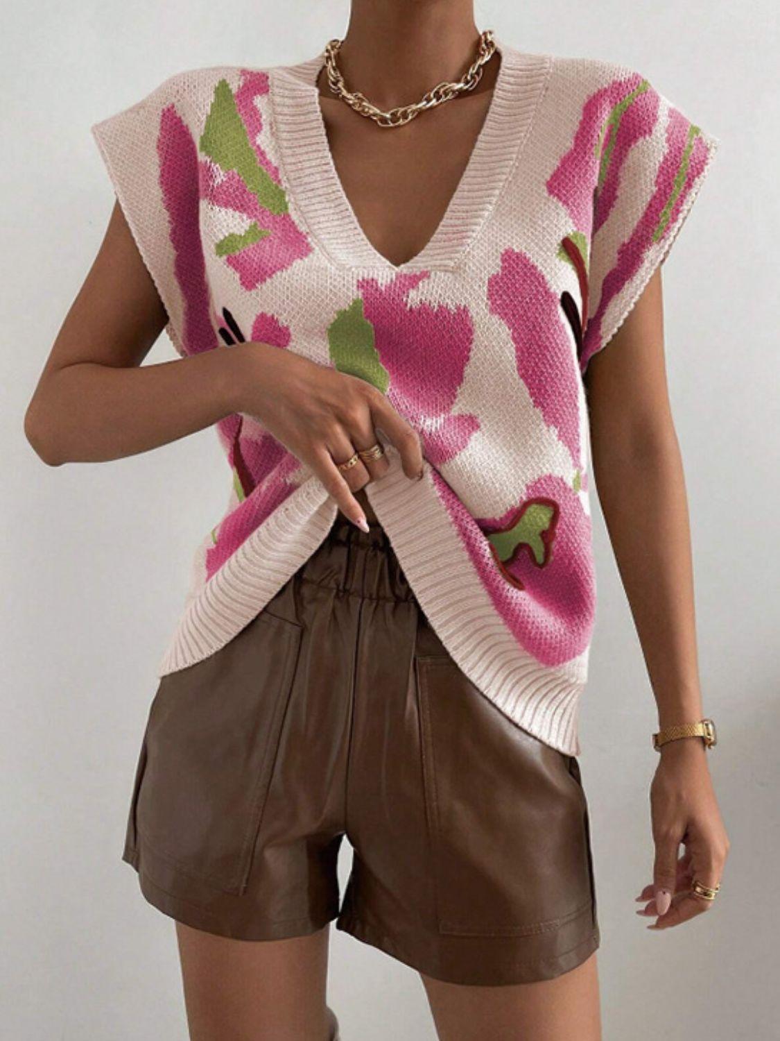 Color Block V-Neck Sweater Vest - Blu Lotus Boutique