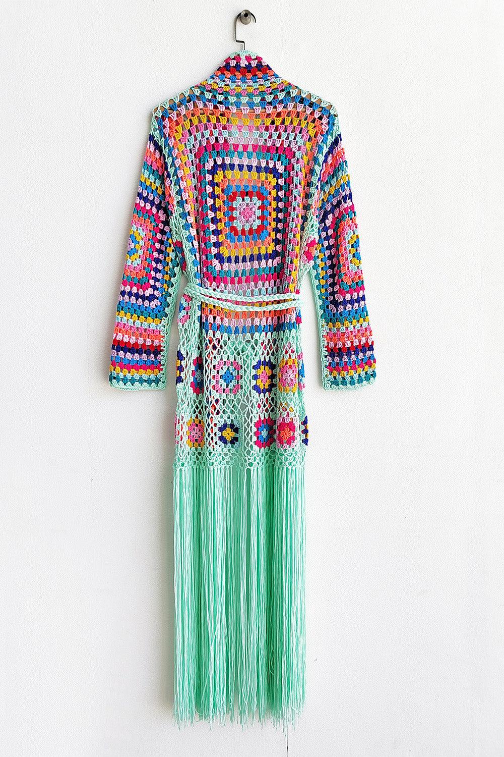 Fringe Tied Long Sleeve Cardigan - Blu Lotus Boutique