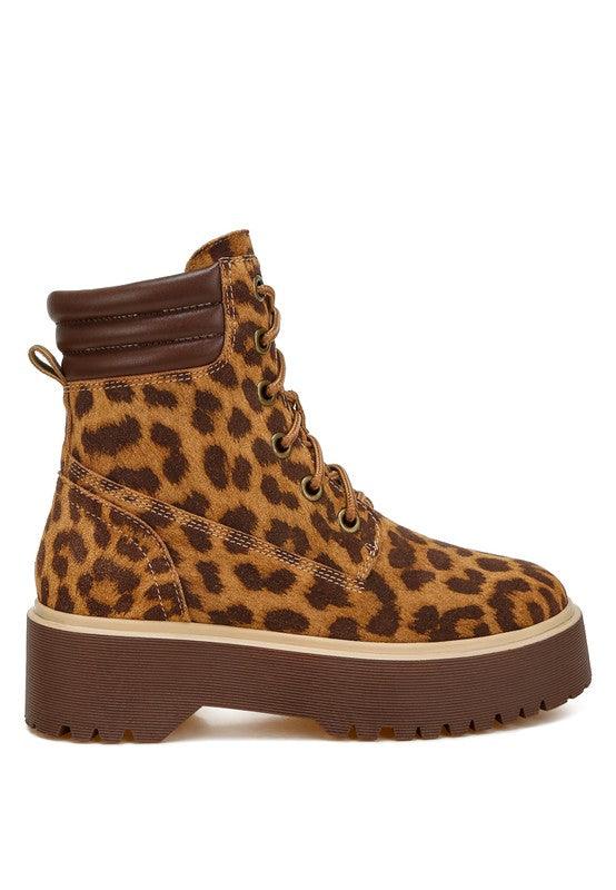 Ujola High Ankle Leopard Print Suede Boots - Blu Lotus Boutique