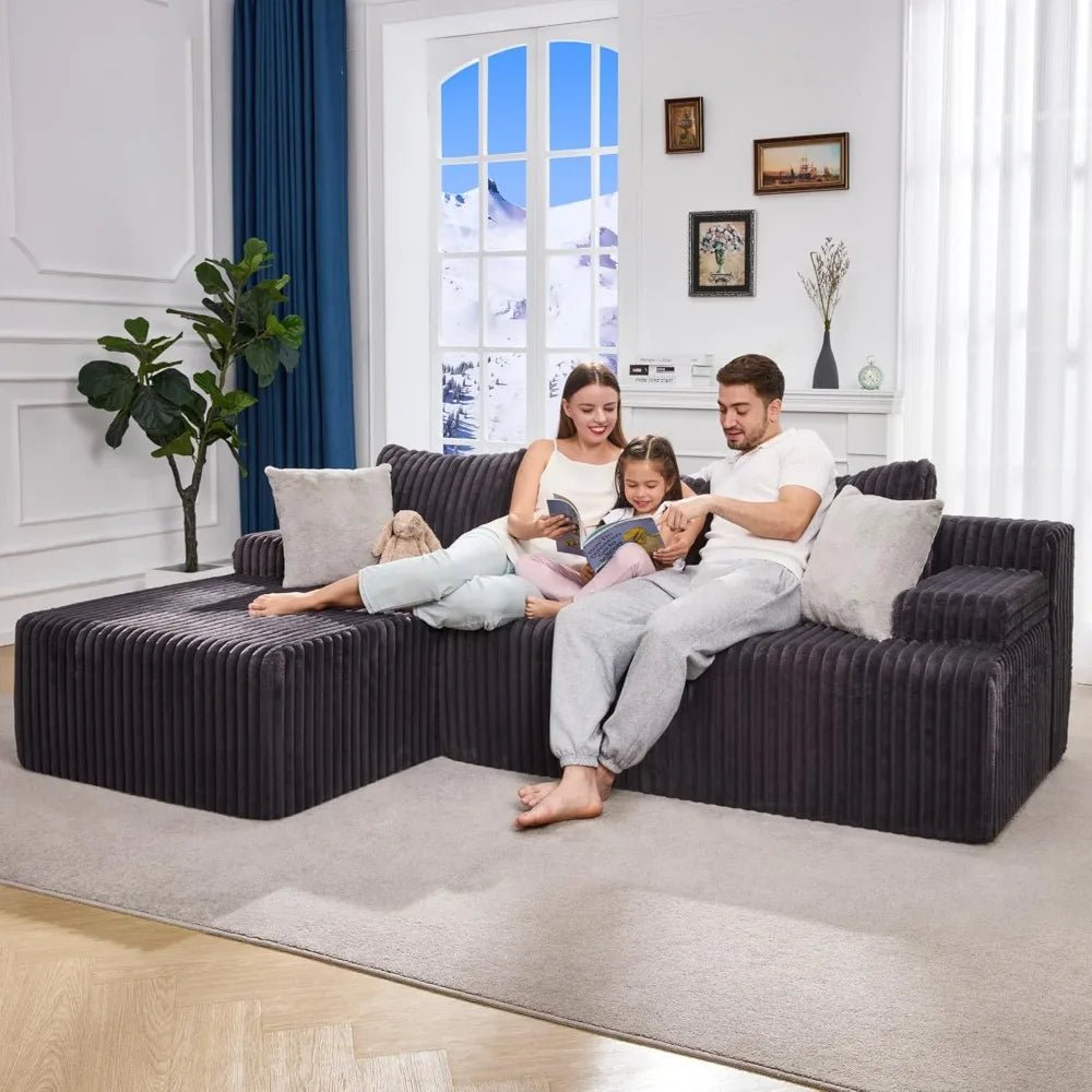 96“ Modular Sectional Sofa Couches L - Shape Couch 3 Seat Modular Sofa Memory Foam Sectional Couches for Living Room - Blu Lotus Boutique