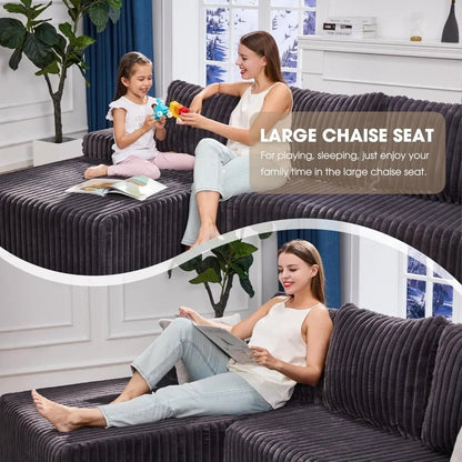 96“ Modular Sectional Sofa Couches L - Shape Couch 3 Seat Modular Sofa Memory Foam Sectional Couches for Living Room - Blu Lotus Boutique