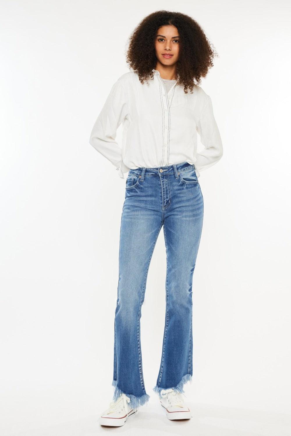 Kancan High Rise Frayed Hem Jeans - Blu Lotus Boutique