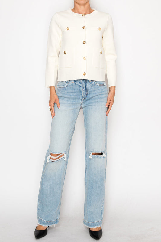Tummy Control High Rise Relaxed Straight Leg Jean
