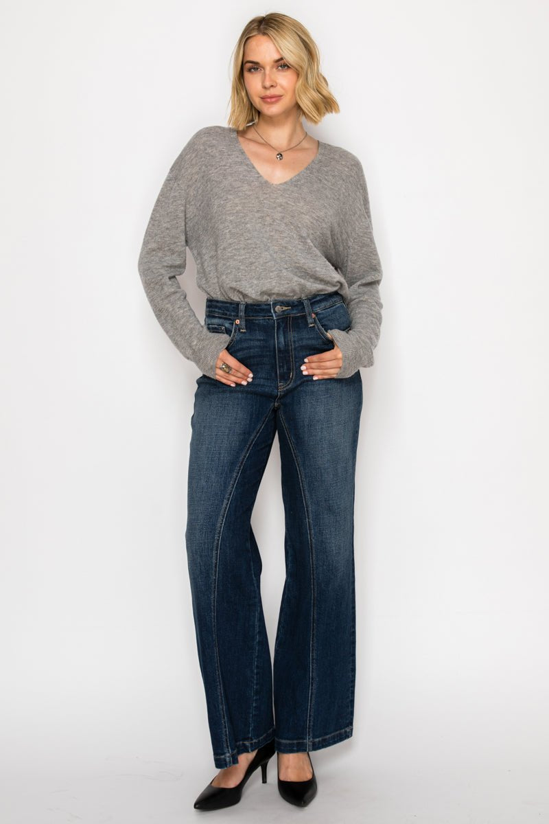 Hybrid Stretch Ripped Ultra High Rise Relaxed Flare Jeans