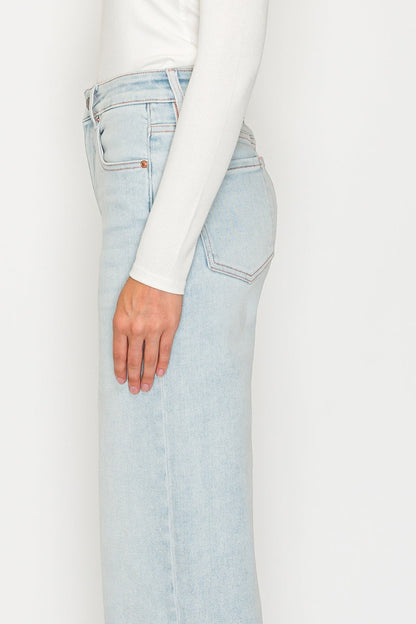 TUMMY CONTROL HIGH RISE MODAL FABRIC PINK THREAD STRAIGHT JEANS