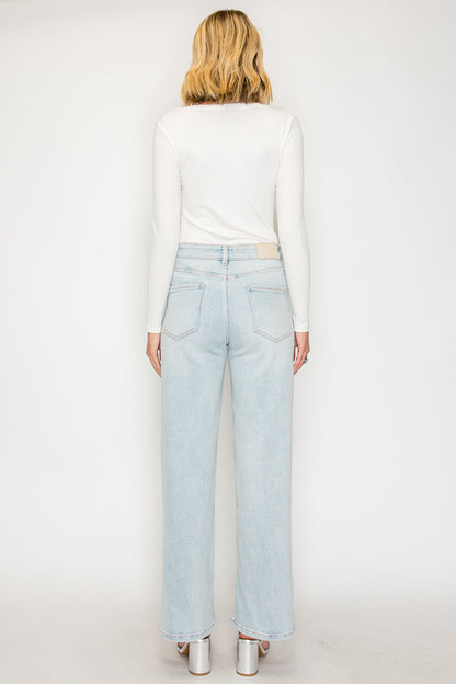 TUMMY CONTROL HIGH RISE MODAL FABRIC PINK THREAD STRAIGHT JEANS