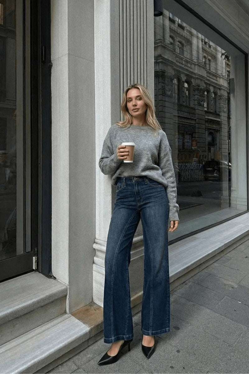 Hybrid Stretch Ripped Ultra High Rise Relaxed Flare Jeans