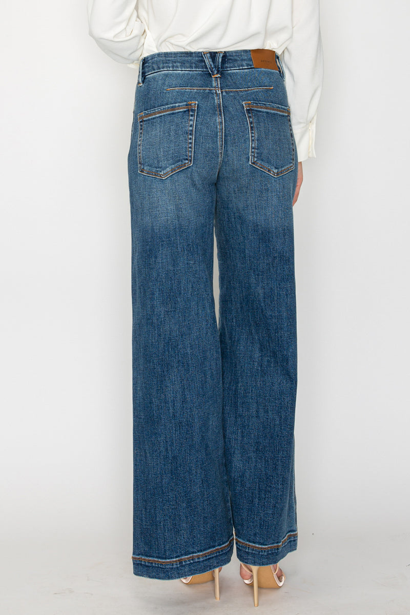 Relaxed High Rise Palazzo Jeans