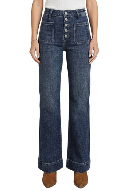 HIGH RISE TUMMY CONTROL FRONT PATCH POCKET HOLLY FLARE JEANS