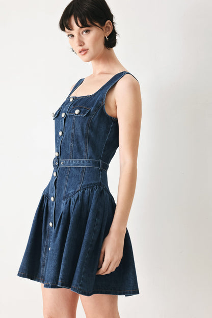 BABY BLUE LOVE DENIM MINI DRESS