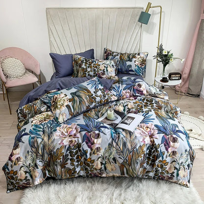 HD printed Birds Branch printed Premium Egyptian cotton Silky Soft Duvet Cover Family size US King Queen Size Bedding Set 4/6Pcs