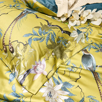 HD printed Birds Branch printed Premium Egyptian cotton Silky Soft Duvet Cover Family size US King Queen Size Bedding Set 4/6Pcs
