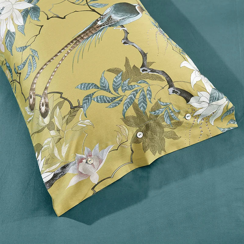 HD printed Birds Branch printed Premium Egyptian cotton Silky Soft Duvet Cover Family size US King Queen Size Bedding Set 4/6Pcs
