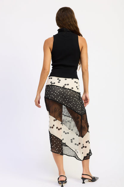 Row Rise Mixed Color Maxi Skirt