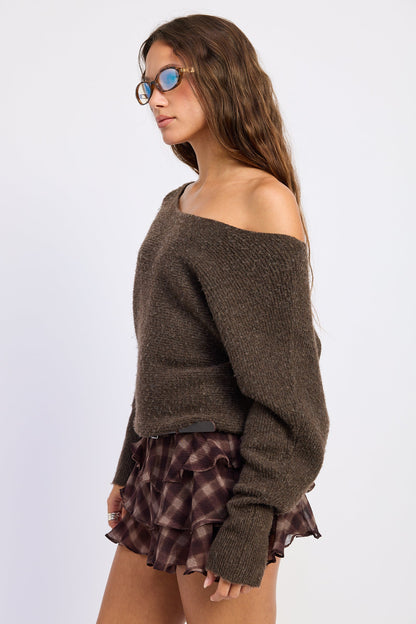 Off Shoulder Ribbed Sweater