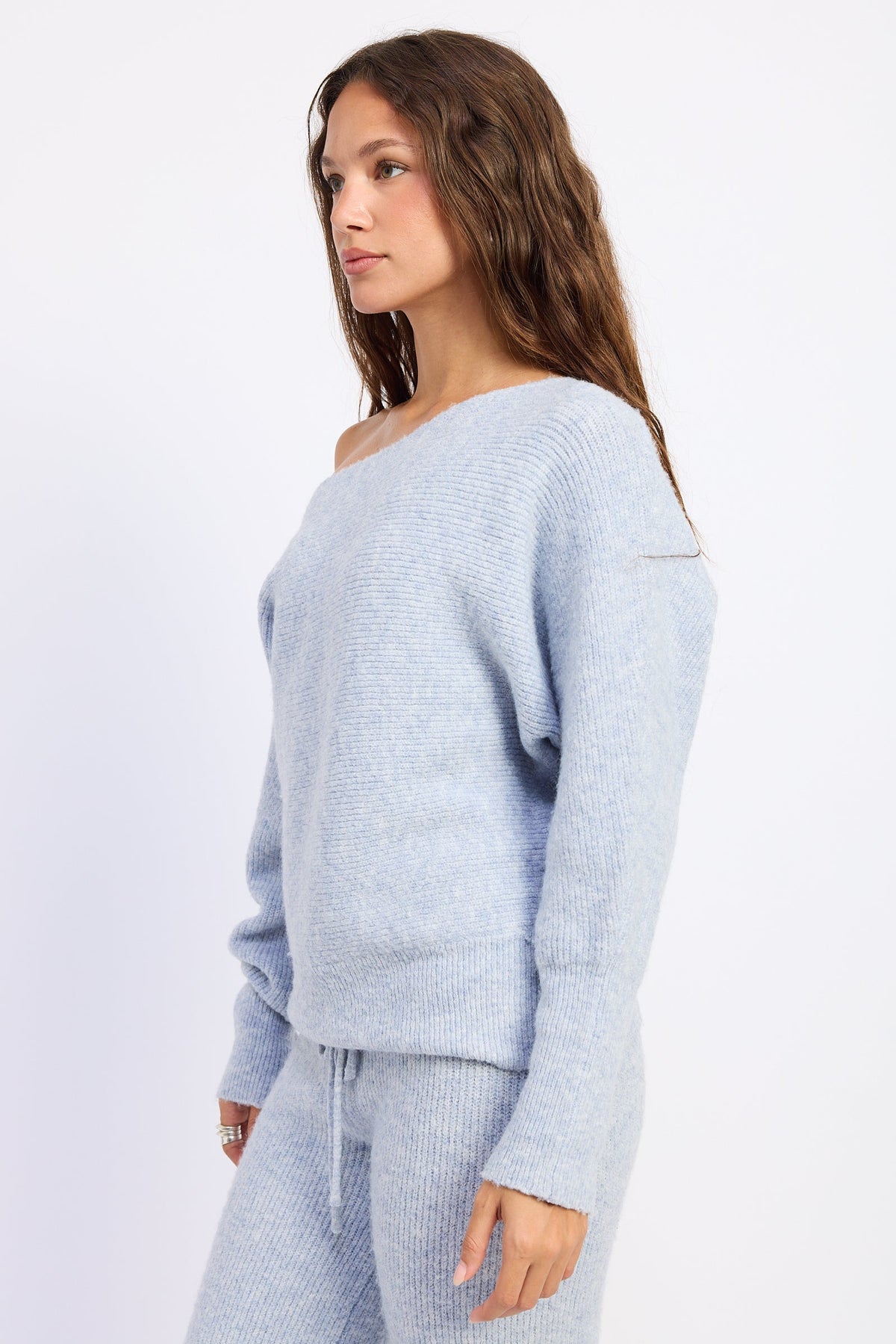 Off Shoulder Ribbed Sweater