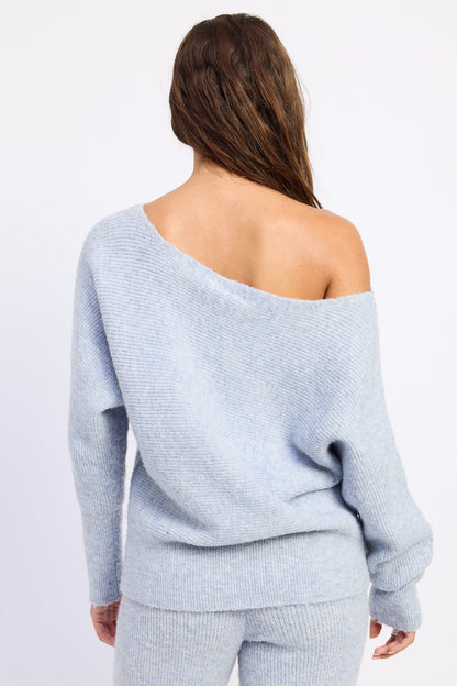 Off Shoulder Ribbed Sweater