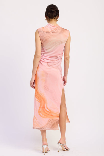 Orchid Drop Shoulder Mesh Midi Dress