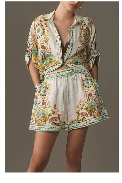 Printed Half Sleeve Shirt and Shorts Set