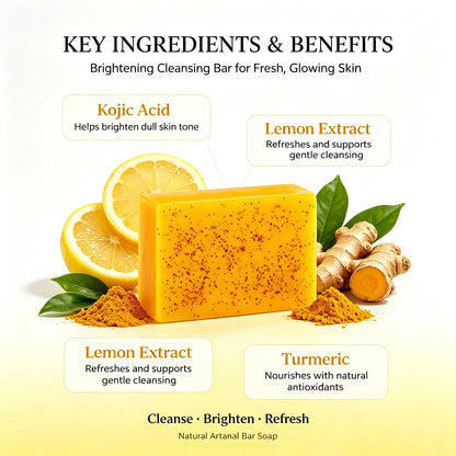 Amococo Turmeric Kojic Acid Soap 100g Deep Cleansing Bar Soap for Face and Hands Natural Skin Care Body Cleanser Daily Bath Soap