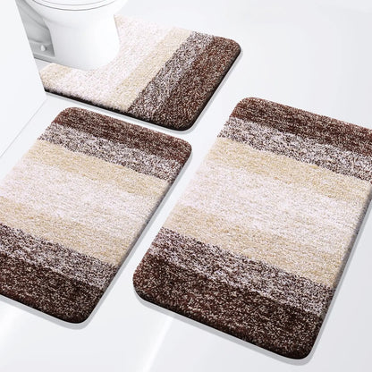 Bathroom Rugs Set 3 Piece, Extra Soft and Absorbent Bath Rugs, Machine Wash Dry Bath Mats for Bathroom, Toilet