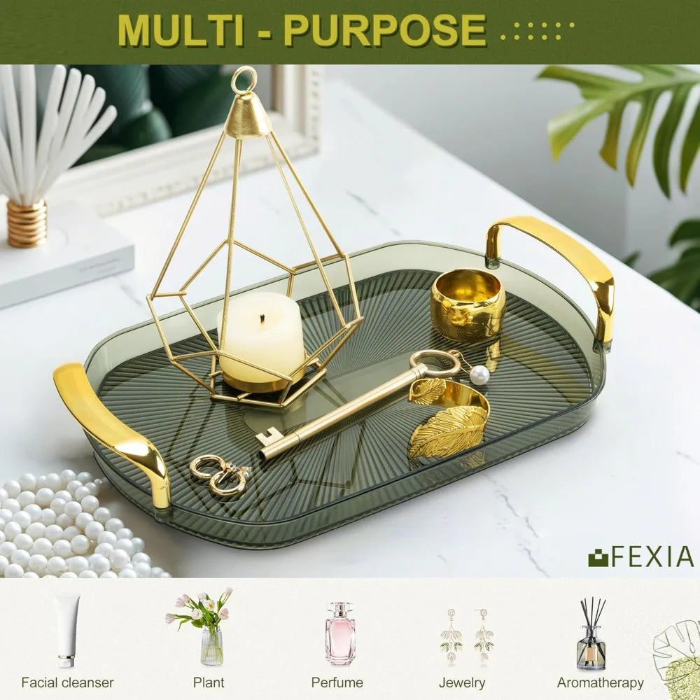 green bathroom accessories set 5 pcs green bathroom decor with decorative vanity tray for boho bathroom decorations soap dispen