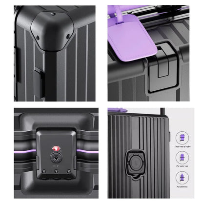BunnyFly Wide Handlebar Travel Trolley Suitcase with Colorful Silent Wheels TSA Lock Rolling Luggage Large Capacity PC Material