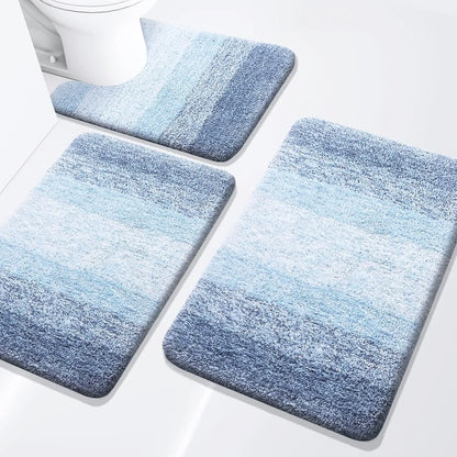 Bathroom Rugs Set 3 Piece, Extra Soft and Absorbent Bath Rugs, Machine Wash Dry Bath Mats for Bathroom, Toilet