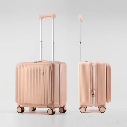 18 Inch Expandable Carry On Luggage Lightweight Front Opening Suitcase Password Lock USB Type C Cup Holder Spinner Wheels Travel