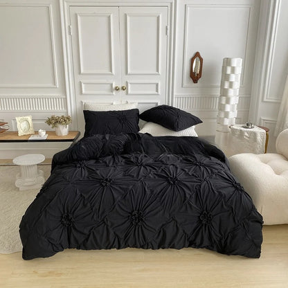 Bohemian Wrinkled Flower Double Queen Comforter Cover Set All Season Bedding Set with Quilt Cover and Pillowcase Duvet Cover Set