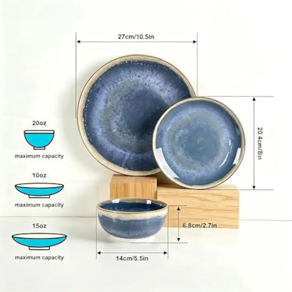 Sweejar 12 Pieces Ceramic Dinnerware Sets for 4, Periwinkle Purple | Gradient Glaze Plates and Bowls Set, Microwave & Dishwasher Safe, Stackable Dish Set, Scratch Resistant Dishware Sets