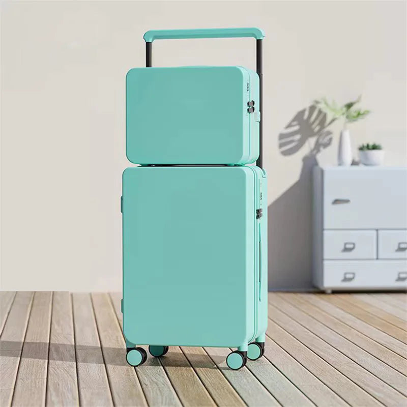 Luggage Set with USB & Cup Holder TSA Lock 360° Wheels Side-standing Foot Hook PC+ABS Suitcase Foldable Travel Case