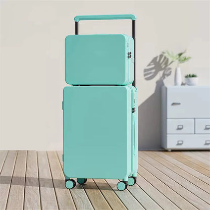 Luggage Set with USB & Cup Holder TSA Lock 360° Wheels Side-standing Foot Hook PC+ABS Suitcase Foldable Travel Case