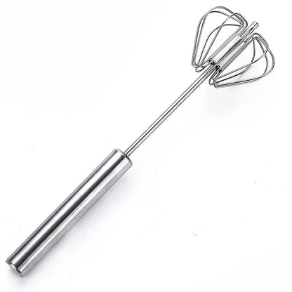 Stainless Steel Semi-Automatic Egg Beater, Hand Press Rotary Whisk, Manual Cream Mixer for Baking Kitchen Tool
