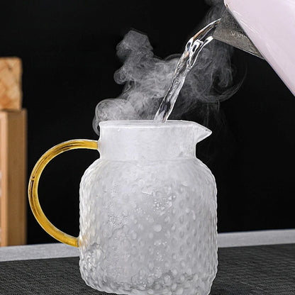 JUSTINLAU Cold Kettle High borosilicate glass Water Jug Heat resistant Glass Teapot Summer Juice Tea Kettle for Home/Office