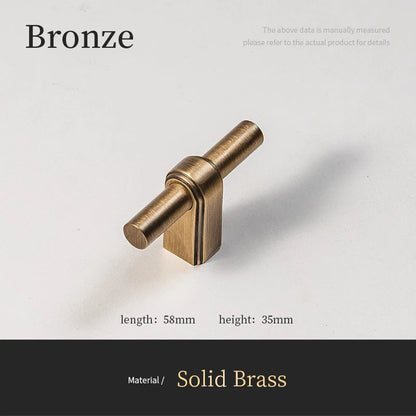 Santaya Solid Brass Cabinet Handle and Knob Drawer Knobs T Bar Bedroom Kitchen Handle Hardware / Drawer Pulls Antique Bronze