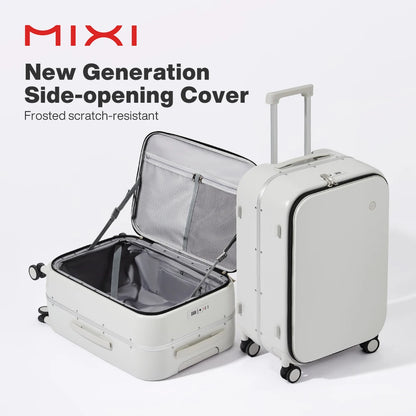 Mixi New PC Aluminum Frame Suitcase Front Opening Rolling Travel Luggage
