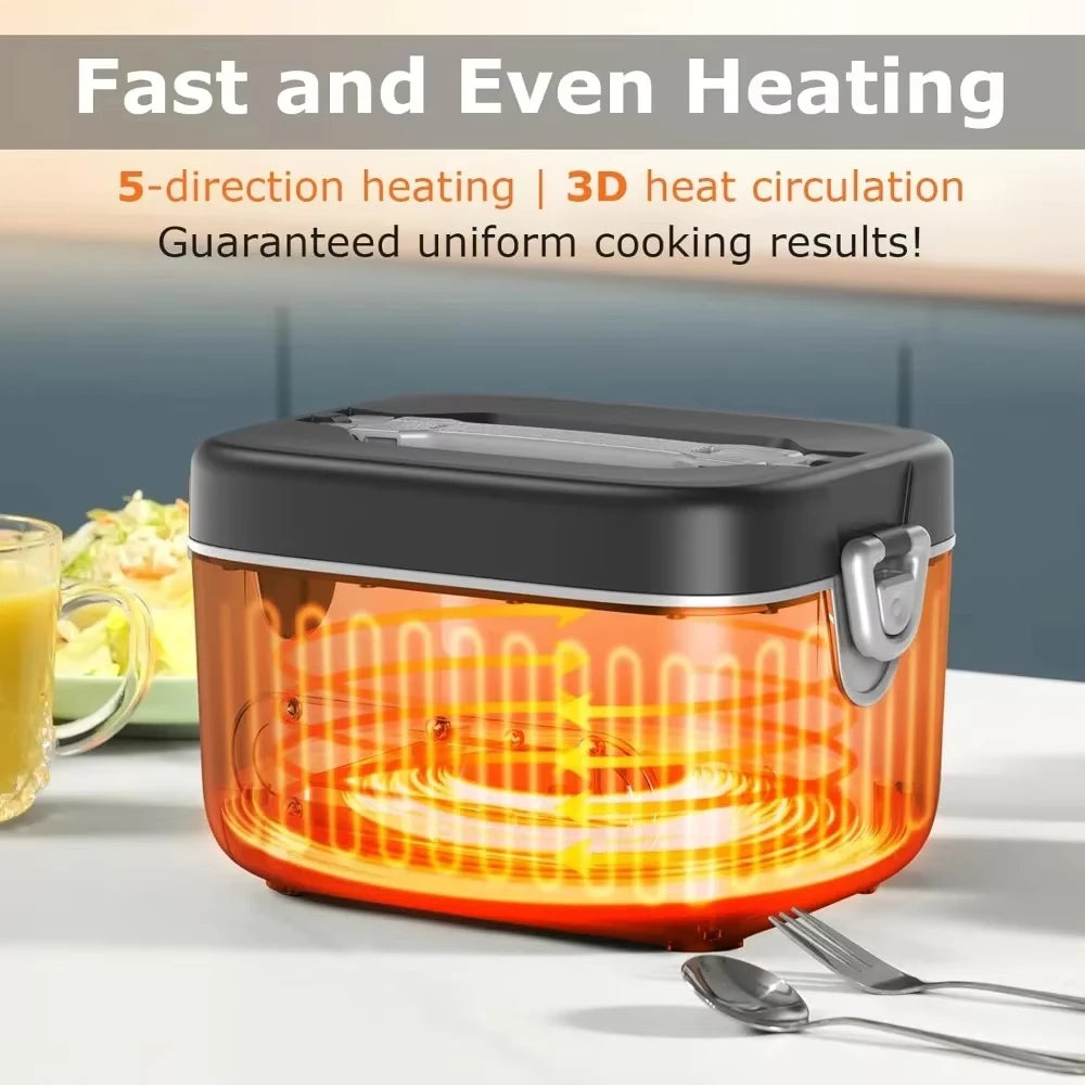 100W Wireless Electric Lunch Box 12000mAh Rechargeable Portable Food Heater Smart Bento Box with Timer for Office Adults Gift