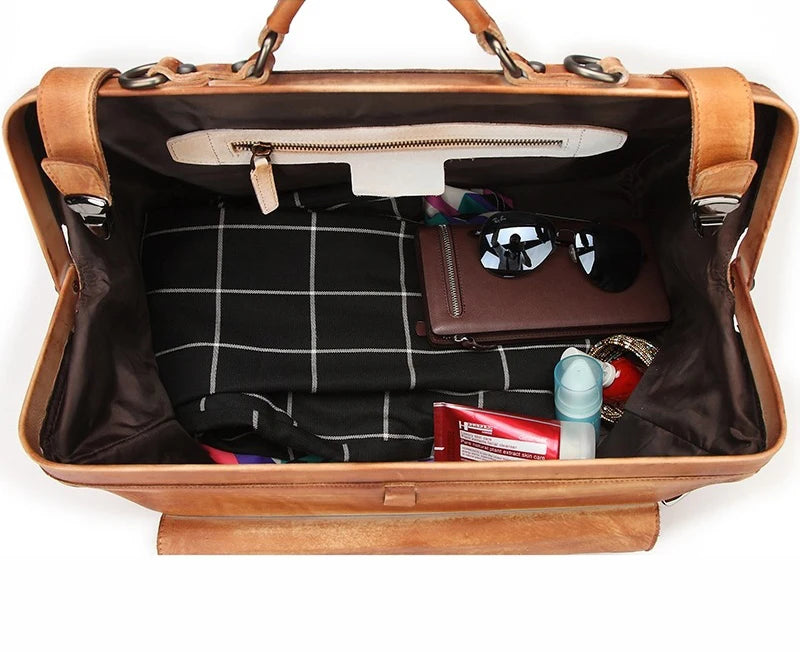 Vintage 100% Genuine Leather Duffel Bag Travel Luggage Bag Doctor Overnight Bag Designer Shoulder Messenger Bag Tote Handbag