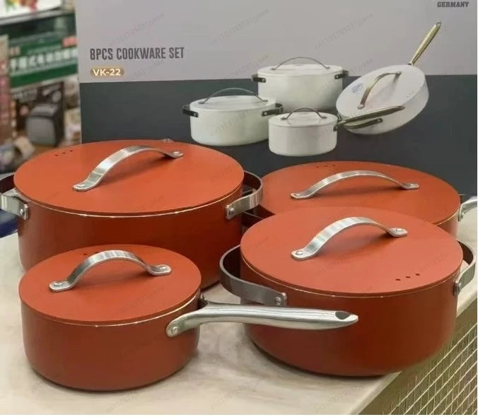 4-Piece Cookware Set, Stockpots 24cm/4.1L, 28cm/6.3L, 18cm/1.9L, 28cm/4L, Kitchen Starter Pots & Pans