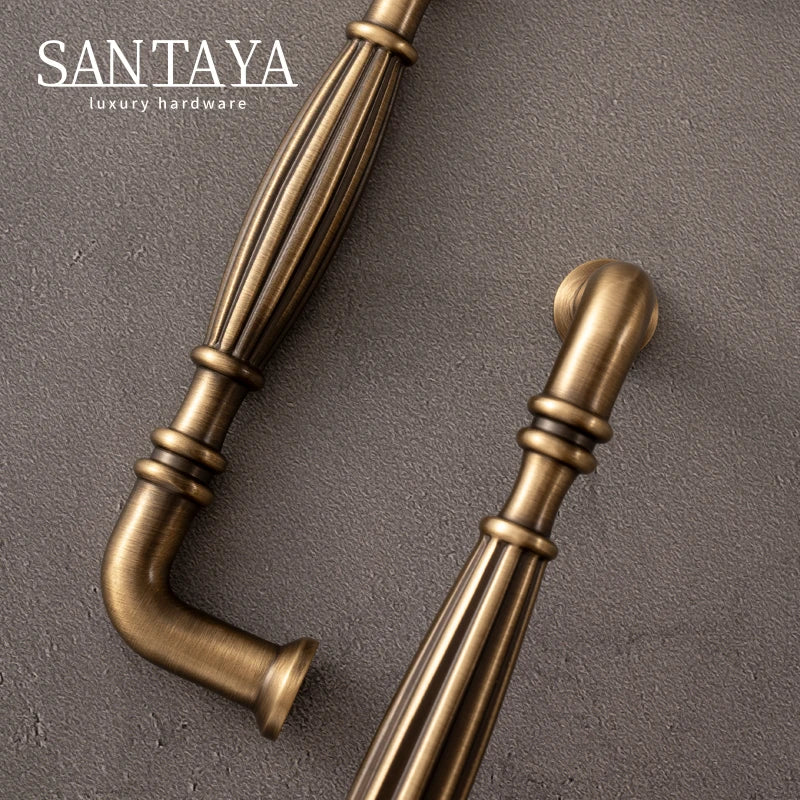 Santaya Antique Brass Cabinet Pulls 5 Inch Hole Center Bar Drawer Pulls for Kitchen Cabinet Handle Dressers Copper Home Hardware