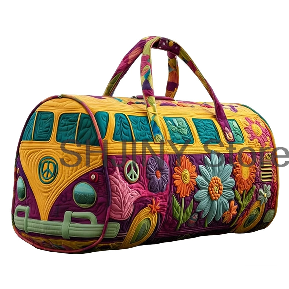Men's 2026 Camping Trailer Quilted Duffle Bag Unisex Casual Daypack Women Weekender Travel Handbag