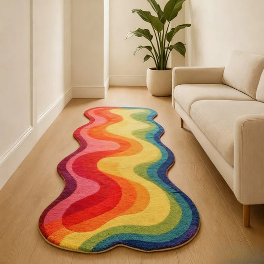 Thick Bedside Floor Mat Home Fluffy Soft Rug Irregular Shape Rugs for Bedroom Dopamine Color Living Room Decoration Plush Carpet