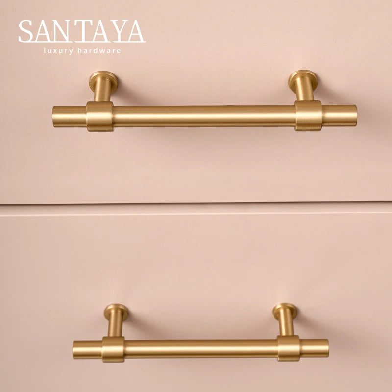 Santaya Solid Brushed Handles Modern Style Brass Pitch 192mm Long Pull Cabinet Knobs Furniture Wardrobe Gold Handle