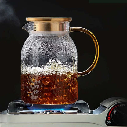 JUSTINLAU Cold Kettle High borosilicate glass Water Jug Heat resistant Glass Teapot Summer Juice Tea Kettle for Home/Office